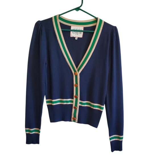 ALEXIA ADMOR Savannah Cardigan in Navy Women's T533 Size M - Picture 1 of 16